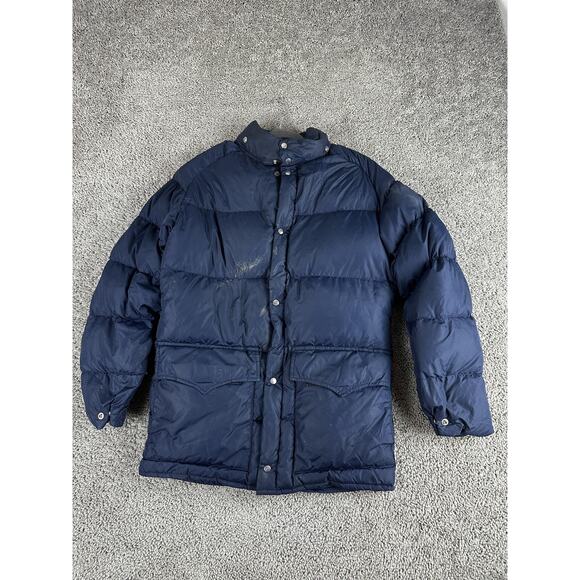Vintage Woolrich Jacket Mens Small Blue Goose Down Puffer Coat Winter Nylon 90s - Picture 1 of 12